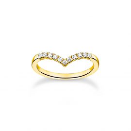 Ring V-Form mit weißen Steinen gold