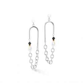 Amulett Boho Pearls Ohrringe schwarz-weiß