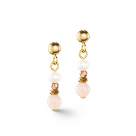 Ohrringe Romantic Süßwasserperlen & Rosenquarz gold