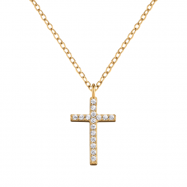 Halskette 375er Gold Kreuz mit Diamanten