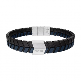 Geflochtenes Armband aus blauem und schwarzem Leder