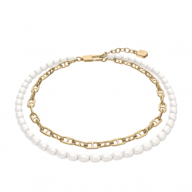 Heritage Pearl D-Link mehrreihiges Armband aus Metall goldfarben mit Perlen
