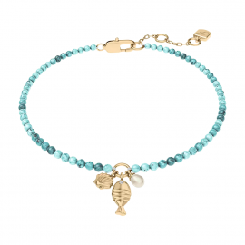 Sutton By The Sea Armband aus türkisblauen Acrylperlen mit Muscheln