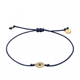 Sutton Mini Moments Armband aus goldfarbenem Metall mit Evil-Eye-Anhänger in Mitternachtsblau