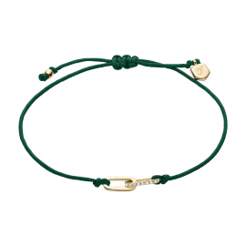 Sutton Mini Moments Armband aus goldfarbenem Metall mit Pavé-Link in Grün