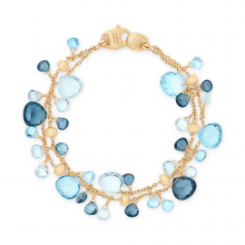 Paradise zweireihiges Armband aus Gelbgold mit Topas-Mix