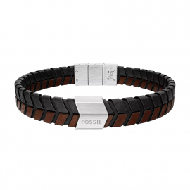 Geflochtenes Armband aus schwarzem und braunem Leder