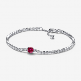Rotes Funkelndes Rundes Pavé Tennisarmband