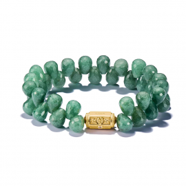 Armband Beads Grün Zweireihig 18k Vergoldung