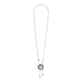 Amulett Boho Pearls Halskette schwarz-weiß