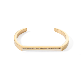 Armreif Cuff Square Stripes gold-weiß
