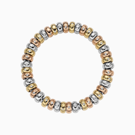 Flex’it Armband mit dreifarbigen Goldrondellen und Diamanten