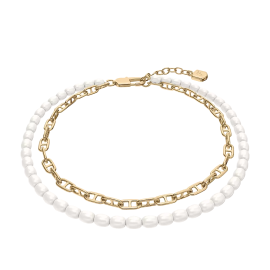 Heritage Pearl D-Link mehrreihiges Armband aus Metall goldfarben mit Perlen