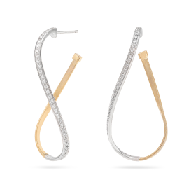 Marrakech Hoop-Ohrringe aus Gelbgold mit 18 Karat mit Diamantpavé