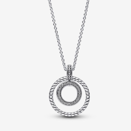 Pandora Signature Pavé & Perlen Anhänger & Halskette