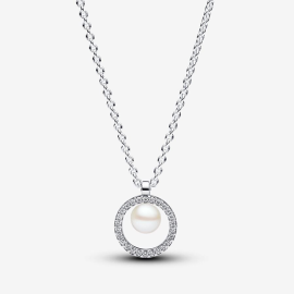 Behandelte Süßwasserzuchtperle & Pavé Collier-Halskette