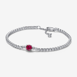 Rotes Funkelndes Rundes Pavé Tennisarmband