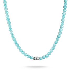 Kette Türkise Amazonit-Beads Elyndra Silber
