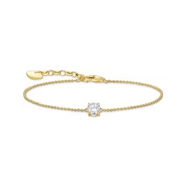 Armband mit weißem Zirkonia-Anhänger vergoldet