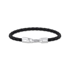 Lederarmband in Schwarz Silber