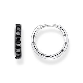 Creolen mit schwarzen Steinen Pavé Silber