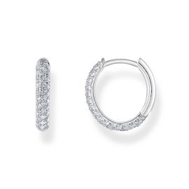 Creolen mit weißem Zirkonia-Pavé Silber