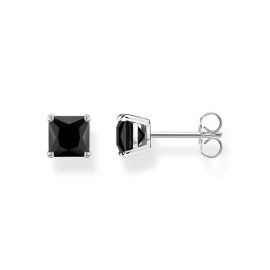 Ohrstecker mit schwarzem Stein Silber