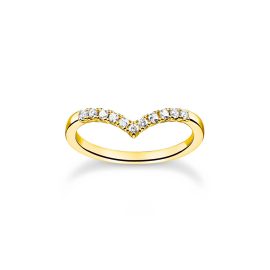 Ring V-Form mit weißen Steinen gold