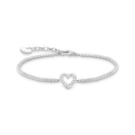 Tennisarmband Herz mit weißen Steinen Silber