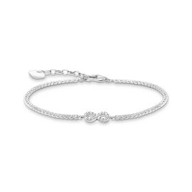 Tennisarmband Infinity mit weißen Steinen Silber
